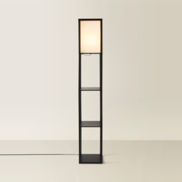 ValueLights Struttura 3 Shelf Fabric Shade Black Shelving Unit Floor Lamp - Size: 159 x 26 x 26cm - Wilko - thumbnail 6