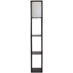 ValueLights Struttura 3 Shelf Fabric Shade Black Shelving Unit Floor Lamp - Size: 159 x 26 x 26cm - Wilko