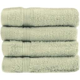 Allure Bath Fashions Luxury Zero Twist Egyptian Cotton Sage Green Face Cloth 4 Pack - Size: 30 x 30cm - Wilko