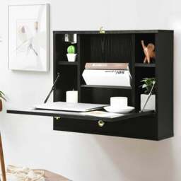 Costway Black Wall Mounted Wooden Cabinet - Size: 68.6 x 63.5 x 10.16cm - Wilko - thumbnail 1