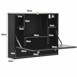 Costway Black Wall Mounted Wooden Cabinet - Size: 68.6 x 63.5 x 10.16cm - Wilko - thumbnail 6