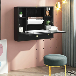 Costway Black Wall Mounted Wooden Cabinet - Size: 68.6 x 63.5 x 10.16cm - Wilko - thumbnail 4