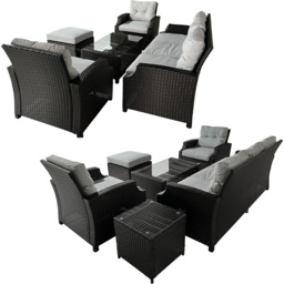 Furniture One 6 Seater Ratan Garden Dining Set - Brown - Wilko - thumbnail 5