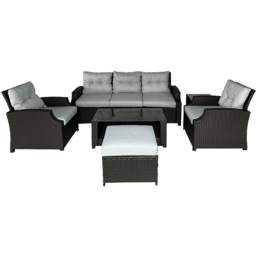 Furniture One 6 Seater Ratan Garden Dining Set - Brown - Wilko - thumbnail 3