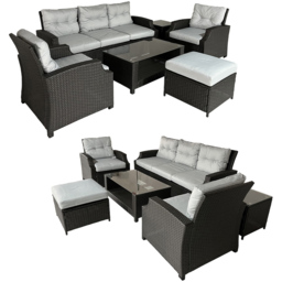 Furniture One 6 Seater Ratan Garden Dining Set - Brown - Wilko - thumbnail 4