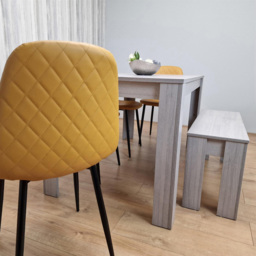 Kosy Koala 6 Seater Faux Leather Dining Bench Set Grey and Mustard - Multi - Portland - Wilko - thumbnail 5