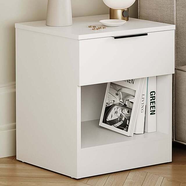 Vida Designs Trega Single Drawer Single Shelf White Bedside Cabinet Set of 2 - Wilko - image 1