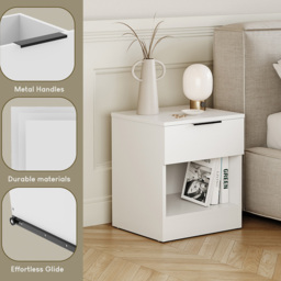 Vida Designs Trega Single Drawer Single Shelf White Bedside Cabinet Set of 2 - Wilko - thumbnail 7