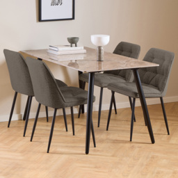 Florence Wicklow Brooke 4 Seater Ceramic Dining Set Brown Black and Taupe - Brown/Black/Taupe - Wilko