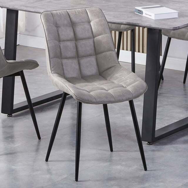 Alba Set of 2 Light Grey Suede Effect Plush Padded Dining Chairs - MCC - Wilko - image 1