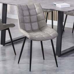 Alba Set of 2 Light Grey Suede Effect Plush Padded Dining Chairs - MCC - Wilko