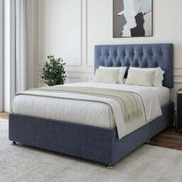 Bedmaster Double Midnight Linen 4 Drawer Divan Base with Lona Headboard - Blue - Wilko - thumbnail 1