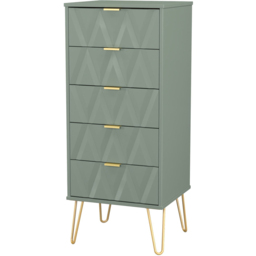 Crowndale Diamond 5 Drawer Reed Green Tall Bedside Cabinet Ready Assembled - Wilko - thumbnail 5