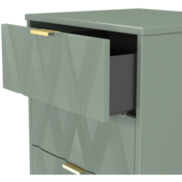 Crowndale Diamond 5 Drawer Reed Green Tall Bedside Cabinet Ready Assembled - Wilko - thumbnail 7