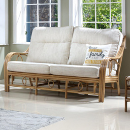 Desser Furniture Madrid 3 Seater Light Oak Natural Rattan Jasper Sofa - Brown - Wilko - thumbnail 1