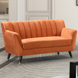 Morgan 2 Seater Orange Plush Velvet Sofa - Artemis Home - Wilko