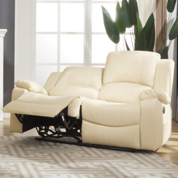 Glendale 2 Seater Cream Bonded Leather Electric Recliner Sofa - Artemis Home - Wilko - thumbnail 3