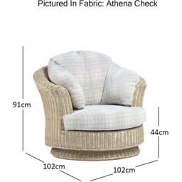Desser Clifton Lyon Natural Rattan Check Fabric Swivel Chair - Size: Single - Grey - Wilko - thumbnail 5