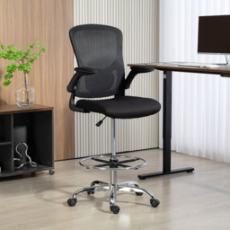 Portland Black Height Adjustable Swivel Draughtsman Chair with Lumbar Support - Size: 132 x 60 x 60cm - Wilko - thumbnail 4