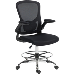 Portland Black Height Adjustable Swivel Draughtsman Chair with Lumbar Support - Size: 132 x 60 x 60cm - Wilko - thumbnail 3