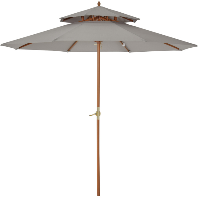 Outsunny Grey Double Tier Wooden Parasol 2.7m - Size: 3m - Wilko - image 1