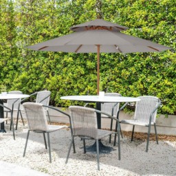 Outsunny Grey Double Tier Wooden Parasol 2.7m - Size: 3m - Wilko - thumbnail 3