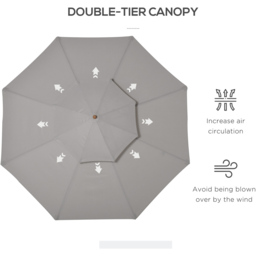 Outsunny Grey Double Tier Wooden Parasol 2.7m - Size: 3m - Wilko - thumbnail 6