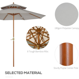 Outsunny Grey Double Tier Wooden Parasol 2.7m - Size: 3m - Wilko - thumbnail 5