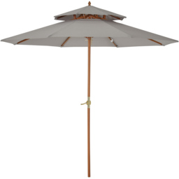 Outsunny Grey Double Tier Wooden Parasol 2.7m - Size: 3m - Wilko - thumbnail 1