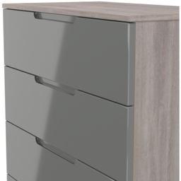 Crowndale Milan 4 Drawer Grey Gloss and Grey Oak Chest of Drawers Ready Assembled - Grey Gloss & Grey Oak - Wilko - thumbnail 6