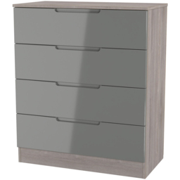 Crowndale Milan 4 Drawer Grey Gloss and Grey Oak Chest of Drawers Ready Assembled - Grey Gloss & Grey Oak - Wilko - thumbnail 5