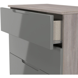 Crowndale Milan 4 Drawer Grey Gloss and Grey Oak Chest of Drawers Ready Assembled - Grey Gloss & Grey Oak - Wilko - thumbnail 7