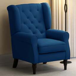 HOMCOM Retro Blue Tufted Club Fabric Accent Armchair - Size: Single - Wilko