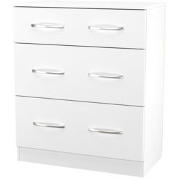 Crowndale Avon 3 Drawer Matt White Deep Chest of Drawers Ready Assembled - White Matt - Wilko - thumbnail 5
