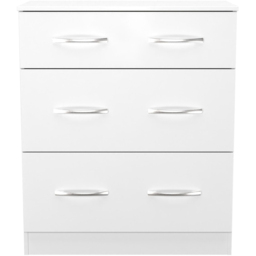Crowndale Avon 3 Drawer Matt White Deep Chest of Drawers Ready Assembled - White Matt - Wilko - thumbnail 3