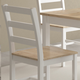 Comfy Living 4 Seater Wooden Dining Set White and Natural - Wilko - thumbnail 5