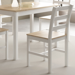 Comfy Living 4 Seater Wooden Dining Set White and Natural - Wilko - thumbnail 4