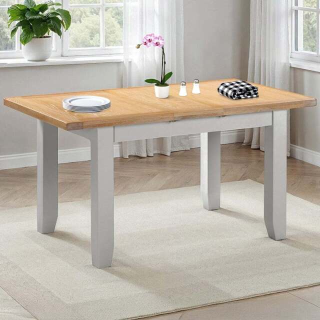 Seconique Windsor 8 Seater 120-150cm Extending Dining Table Pebble Grey and Oak - Pebble Grey/Oak - Wilko - image 1