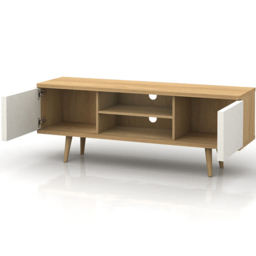 Loft24 Alandra 2 Door 2 Shelf White Oak TV Stand - Size: 52 x 140 x 39cm - Oak/ White cream - Wilko - thumbnail 4