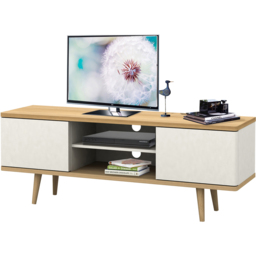 Loft24 Alandra 2 Door 2 Shelf White Oak TV Stand - Size: 52 x 140 x 39cm - Oak/ White cream - Wilko - thumbnail 6