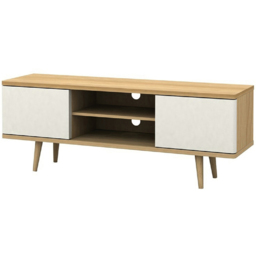 Loft24 Alandra 2 Door 2 Shelf White Oak TV Stand - Size: 52 x 140 x 39cm - Oak/ White cream - Wilko - thumbnail 3