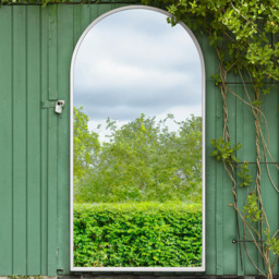 MirrorOutlet The Arcus White Arched Outdoor Garden Wall Mirror 180 x 90cm - Size: 180 x 90 x 3cm - Wilko - thumbnail 3