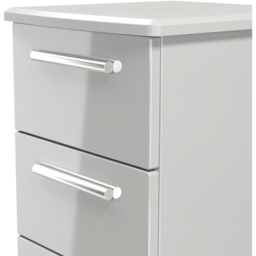 Crowndale Knightsbridge 5 Drawer Grey Gloss and Dusk Grey Tall Bedside Cabinet Ready Assembled - Grey Gloss & Dusk Grey - Wilko - thumbnail 6