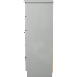 Crowndale Knightsbridge 5 Drawer Grey Gloss and Dusk Grey Tall Bedside Cabinet Ready Assembled - Grey Gloss & Dusk Grey - Wilko - thumbnail 5