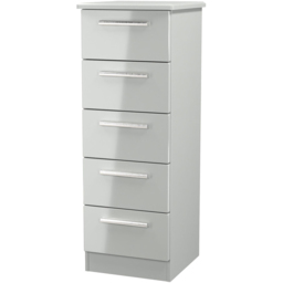 Crowndale Knightsbridge 5 Drawer Grey Gloss and Dusk Grey Tall Bedside Cabinet Ready Assembled - Grey Gloss & Dusk Grey - Wilko - thumbnail 3