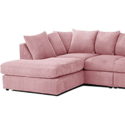 Luxor 4 Seater Pink Jumbo Cord Left Hand Facing Scatter Back L Shaped Corner Sofa Set - Wilko - thumbnail 5