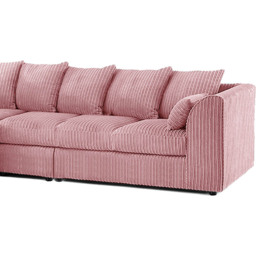 Luxor 4 Seater Pink Jumbo Cord Left Hand Facing Scatter Back L Shaped Corner Sofa Set - Wilko - thumbnail 4