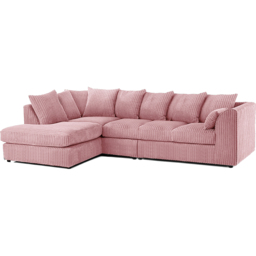 Luxor 4 Seater Pink Jumbo Cord Left Hand Facing Scatter Back L Shaped Corner Sofa Set - Wilko - thumbnail 3