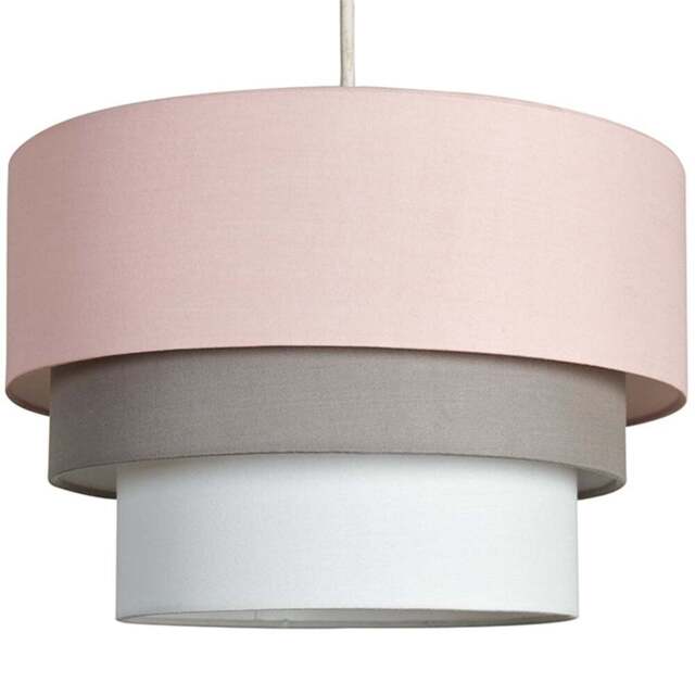 ValueLights Aztec 3-Tier Dusky Pink Fabric Ceiling Light Shade - Size: 30 x 20 x 30cm - Wilko - image 1