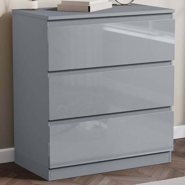 Vida Designs Glinton 3 Drawer Grey Chest of Drawers - Wilko - image 1